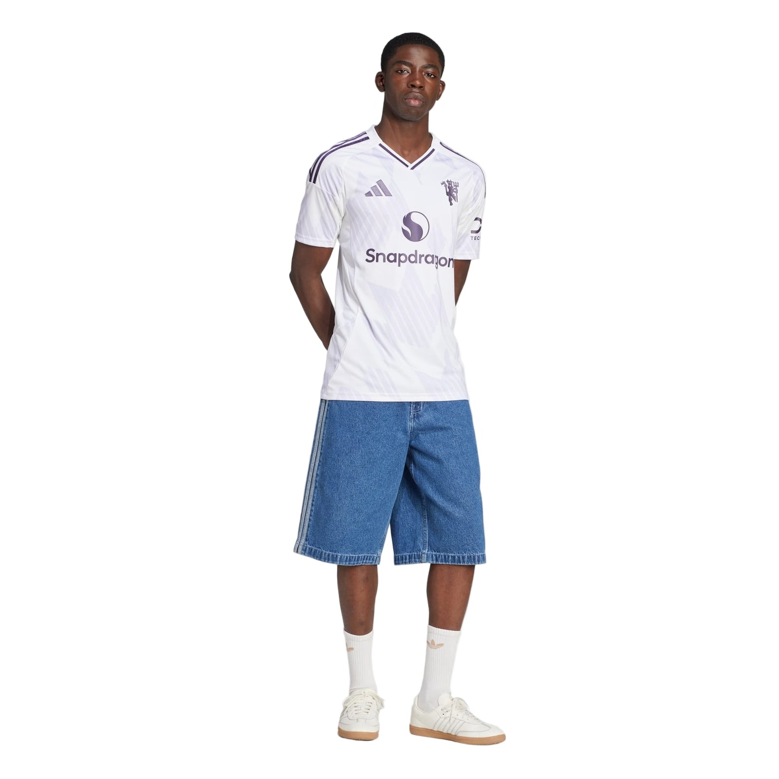 adidas Men's Manchester United Away Jersey 25/26 (White/Purple) | SoccerWearhouse