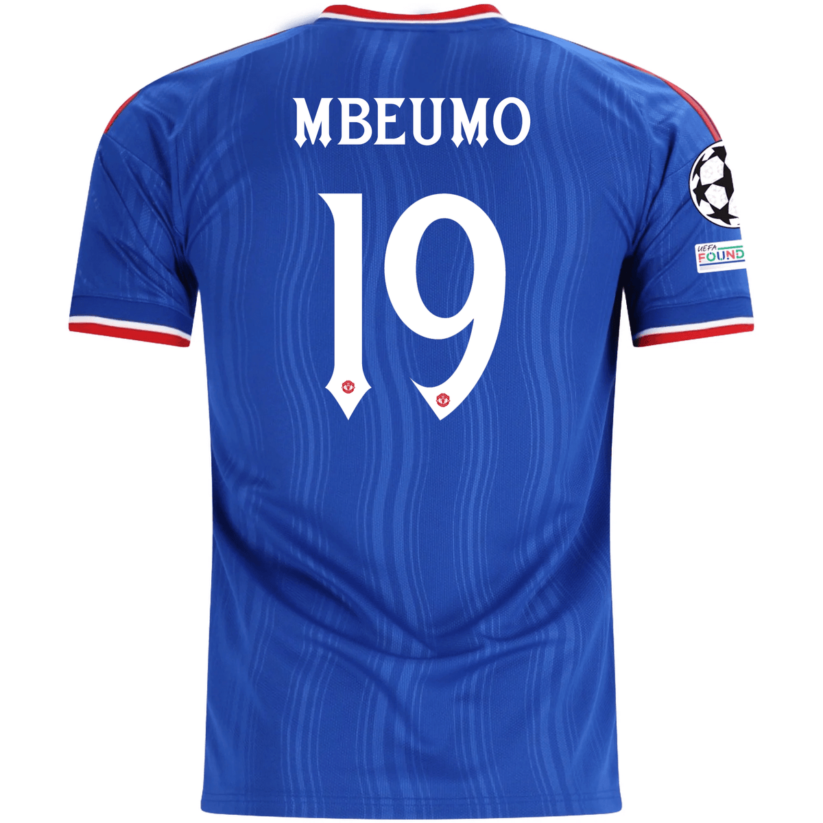 adidas Mens Manchester United Bryan Mbeumo Away Jersey w/ Champions League Patches 26/27 (Blue) | SoccerWearhouse