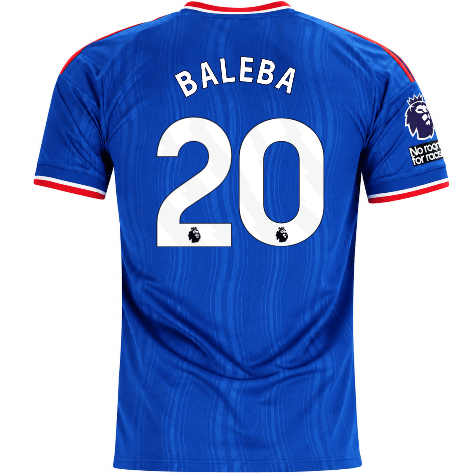 adidas Mens Manchester United Carlos Baleba Away Jersey w/ EPL + No Room For Racism Patches 26/27 (Blue) | SoccerWearhouse