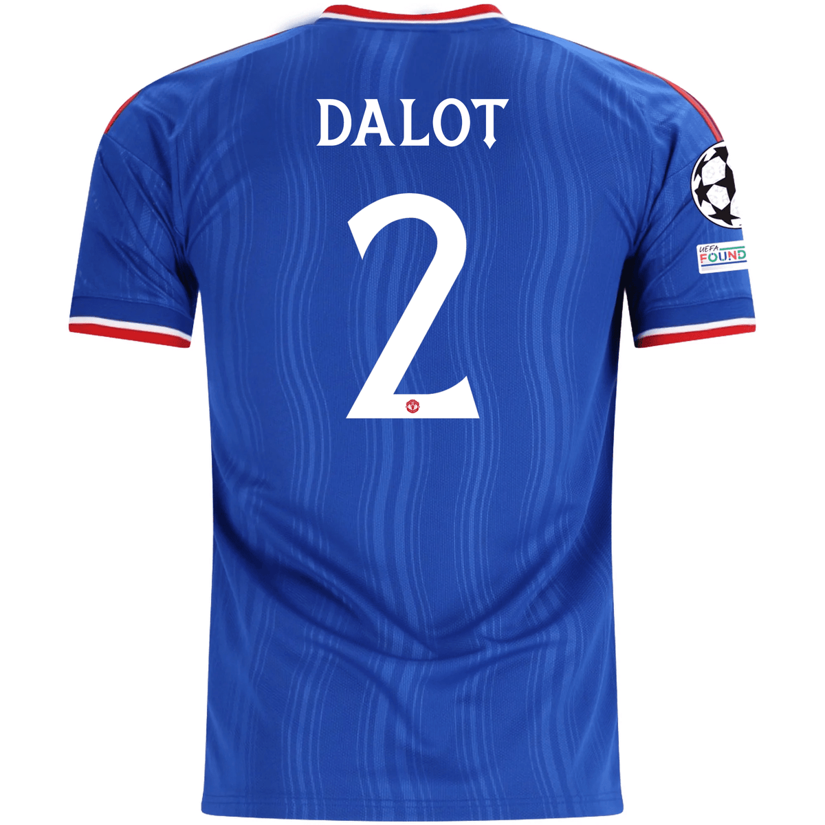 adidas Mens Manchester United Diogo Dalot Away Jersey w/ Champions League Patches 26/27 (Blue) | SoccerWearhouse