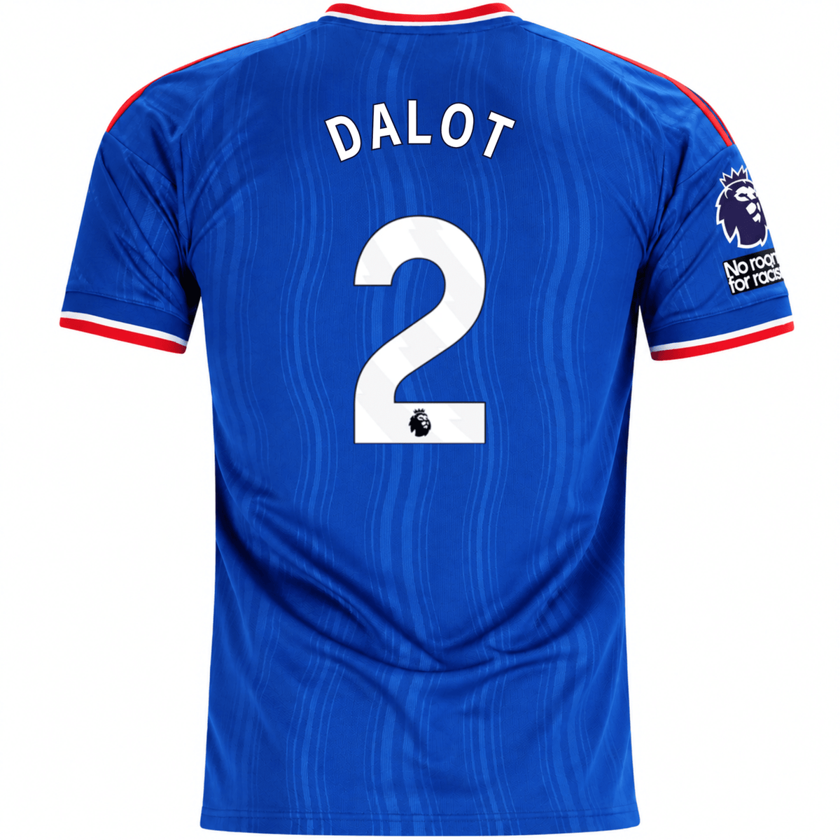 adidas Mens Manchester United Diogo Dalot Away Jersey w/ EPL + No Room For Racism Patches 26/27 (Blue) | SoccerWearhouse