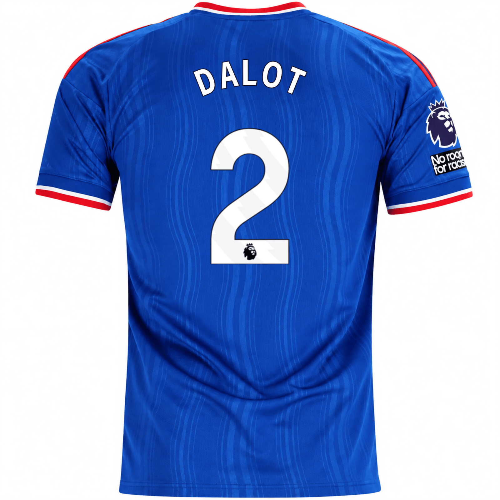 adidas Mens Manchester United Diogo Dalot Away Jersey w/ EPL + No Room For Racism Patches 26/27 (Blue) | SoccerWearhouse