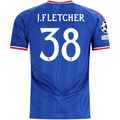 adidas Mens Manchester United Jack Fletcher Away Jersey w/ Champions League Patches 26/27 (Blue)