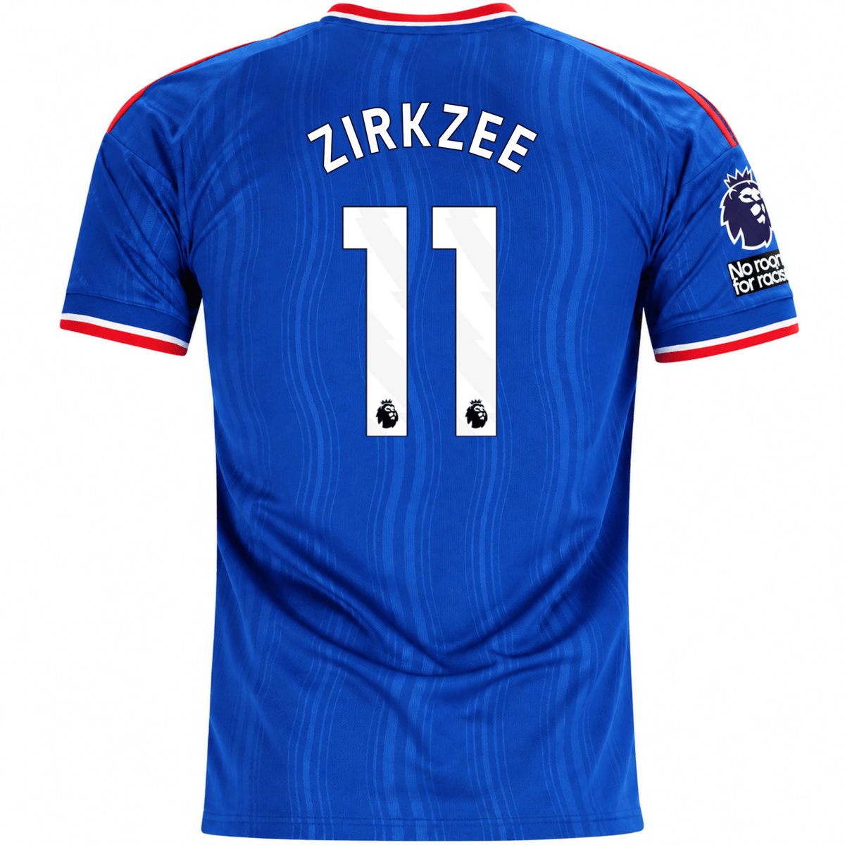 adidas Mens Manchester United Joshua Zirkzee Away Jersey w/ EPL + No Room For Racism Patches 26/27 (Blue) | SoccerWearhouse