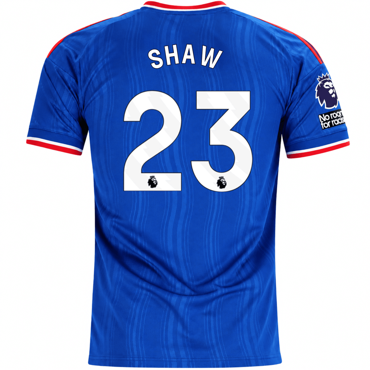 adidas Mens Manchester United Luke Shaw Away Jersey w/ EPL + No Room For Racism Patches 26/27 (Blue) | SoccerWearhouse