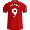 adidas Mens Manchester United Marcus Rashford Home Jersey w/ EPL + No Room For Racism Patches 26/27 (Red)