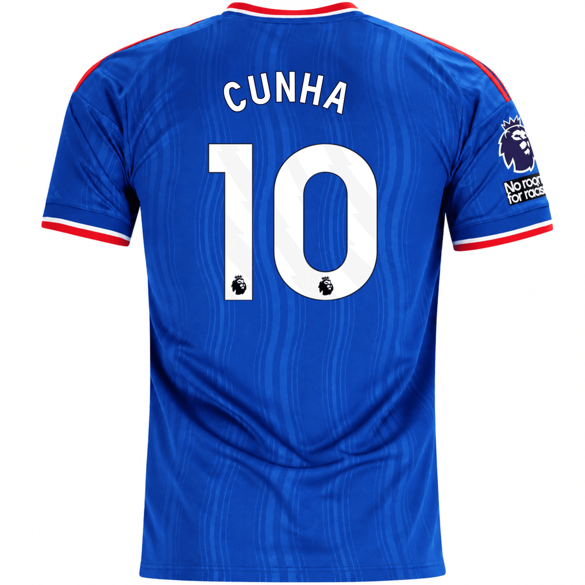 adidas Mens Manchester United Matheus Cunha Away Jersey w/ EPL + No Room For Racism Patches 26/27 (Blue) | SoccerWearhouse
