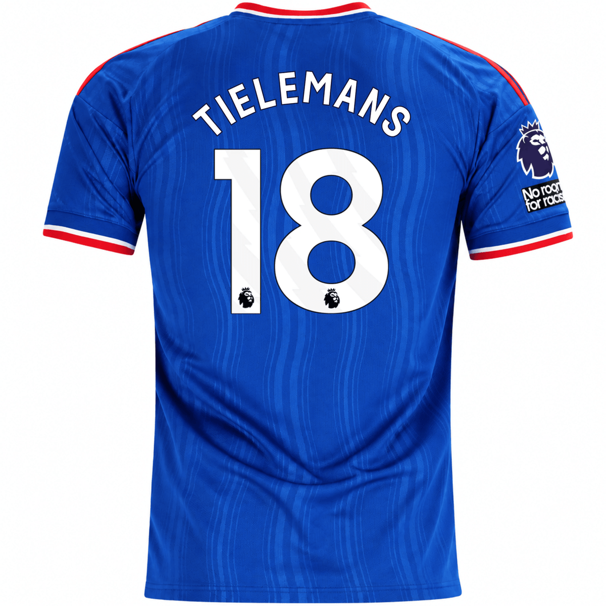 adidas Mens Manchester United Youri Tielemans Away Jersey w/ EPL + No Room For Racism Patches 26/27 (Blue) | SoccerWearhouse