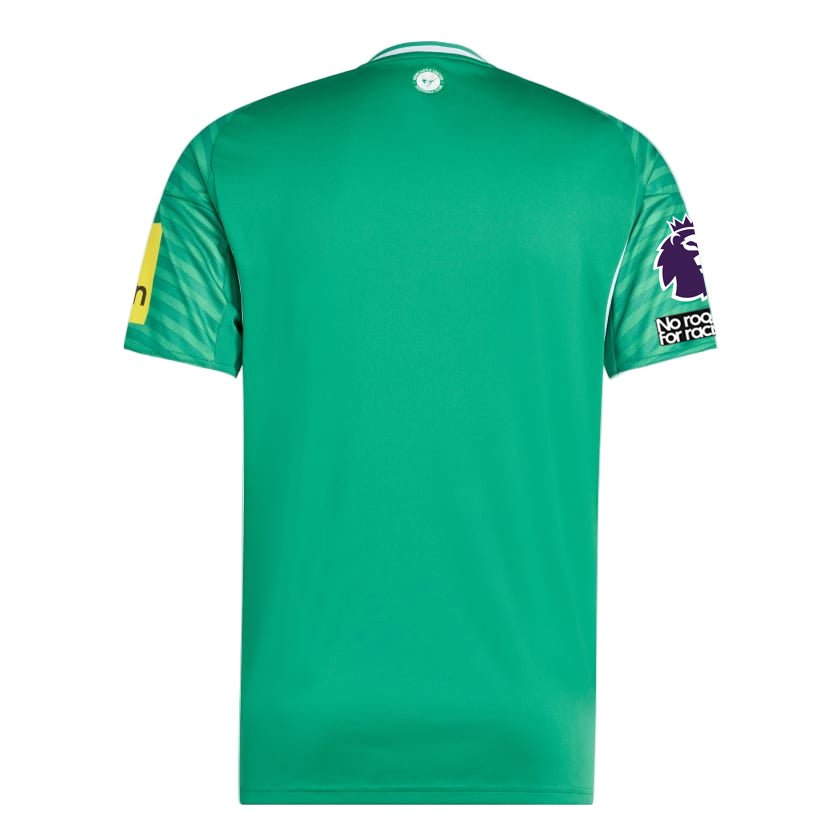 adidas Men's Newcastle United 25/26 Away Jersey w/ NRFR + EPL Patches (Green/White) | SoccerWearhouse