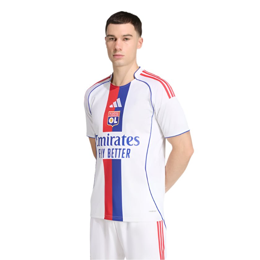 アディダスOlympique Lyonnais サッカーシャツ M adidas Men's Olympique Lyonnais Home Jersey 25/26 (White)