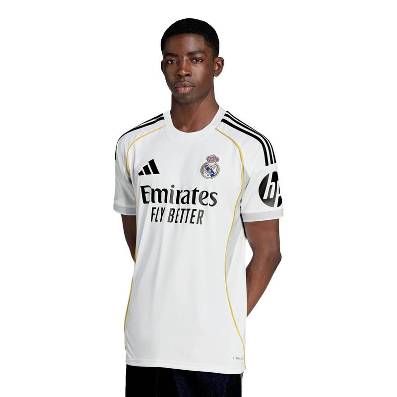 adidas Men's Real Madrid 25/26 Home Jersey w/ La Liga + Intercontinental Champion Patch (White) | SoccerWearhouse