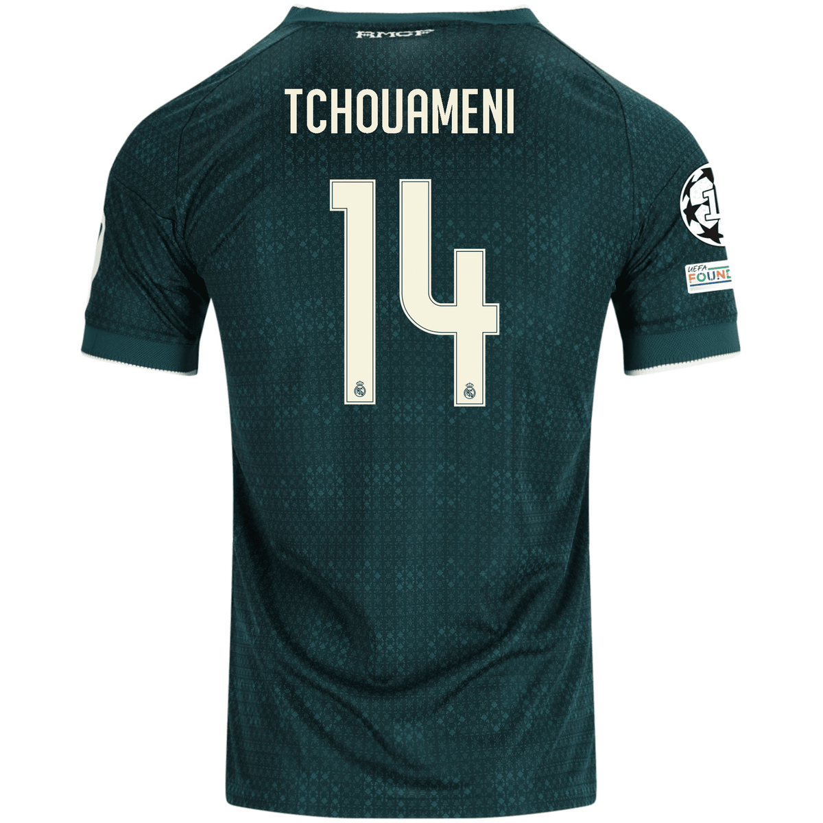adidas Men's Real Madrid Aurélien Tchouaméni Match Authentic Away Jersey w/ Champions League Patches 26/27 (Green) | SoccerWearhouse