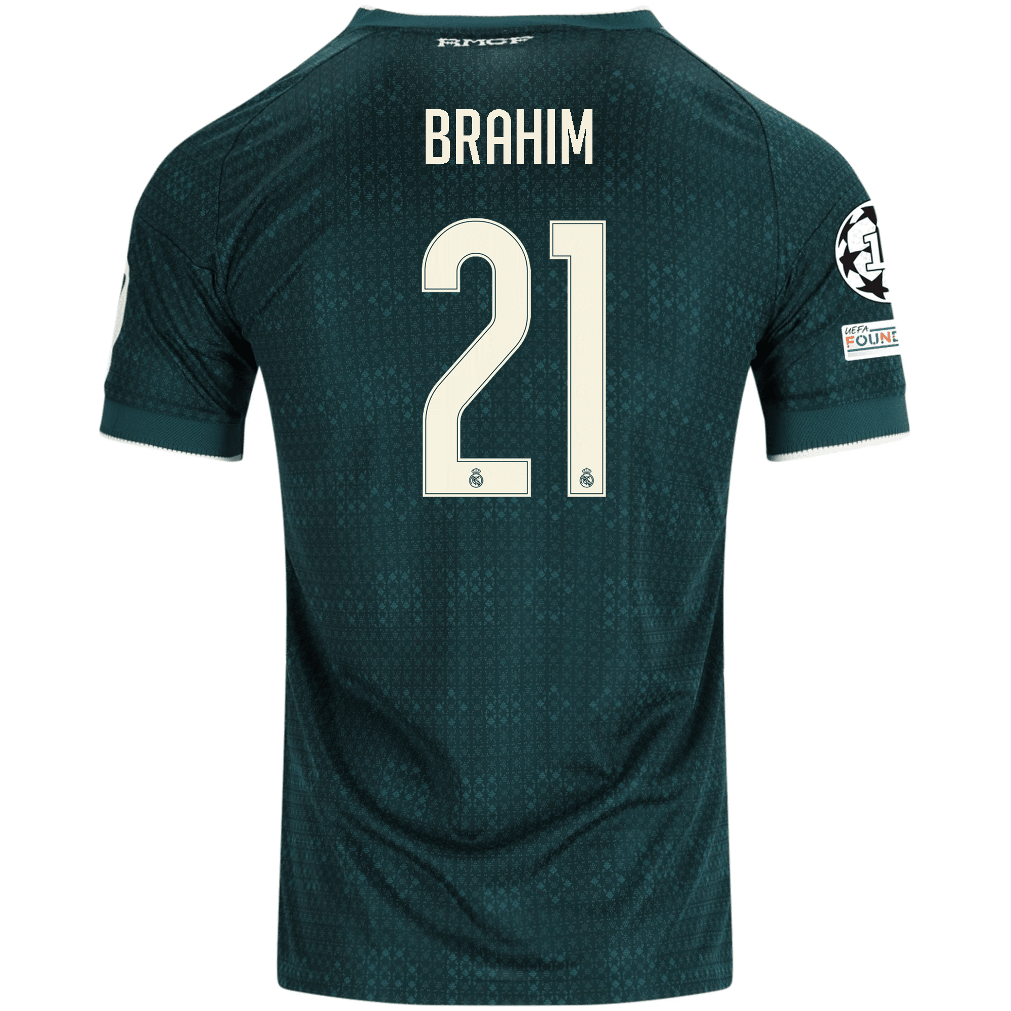 adidas Men's Real Madrid Brahim Díaz Match Authentic Away Jersey w/ Champions League Patches 26/27 (Green)