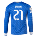 adidas Men's Real Madrid Brahim Long Sleeve Third Jersey w/ Champions League Patches 25/26 (Blue/White)
