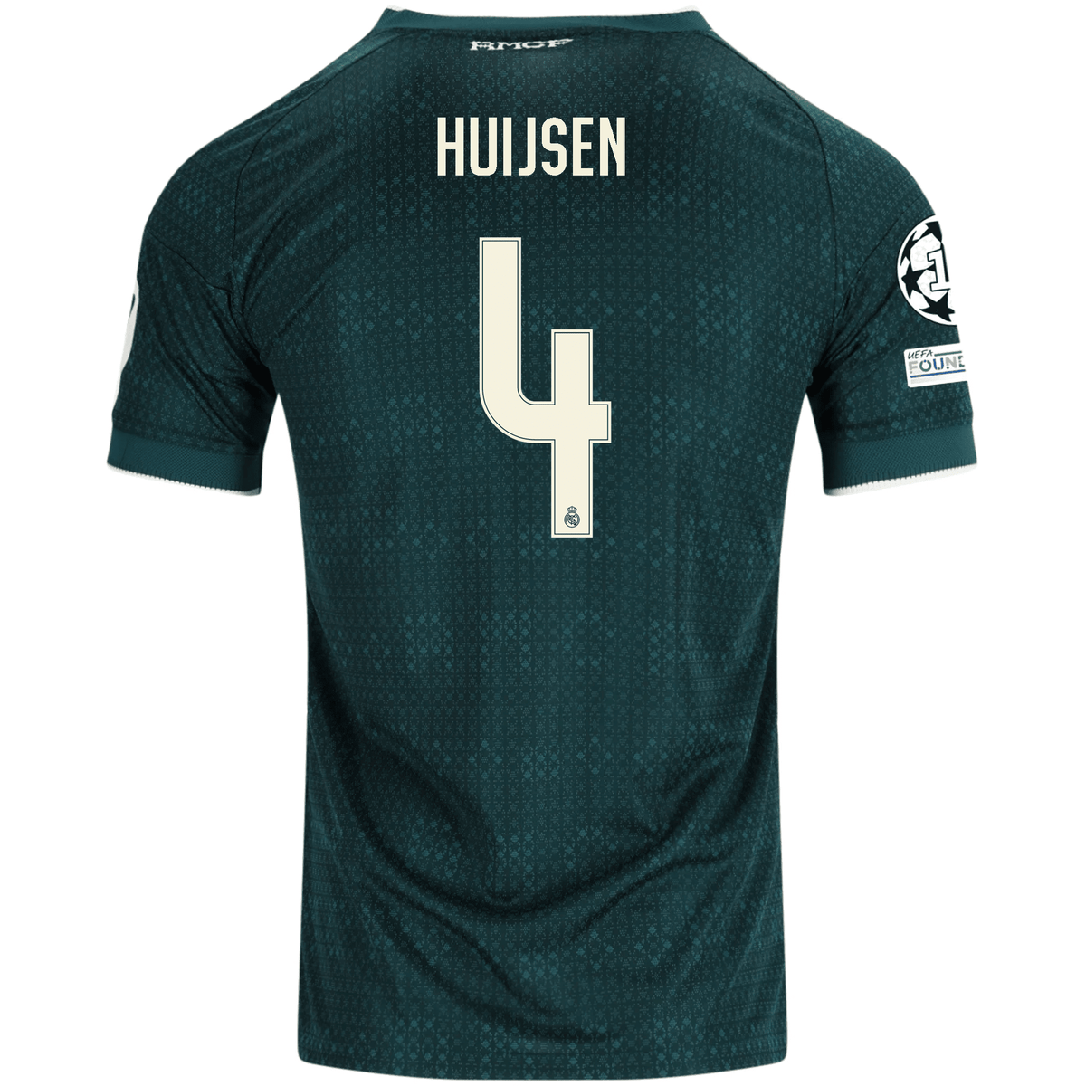 adidas Men's Real Madrid Dean Huijsen Match Authentic Away Jersey w/ Champions League Patches 26/27 (Green) | SoccerWearhouse