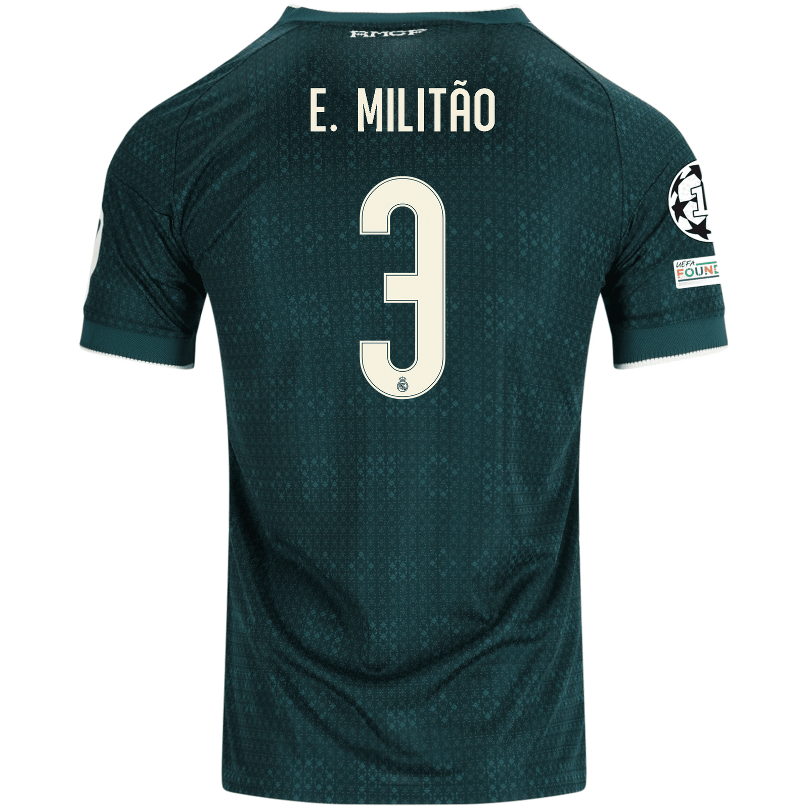 adidas Men's Real Madrid Éder Militão Match Authentic Away Jersey w/ Champions League Patches 26/27 (Green) | SoccerWearhouse