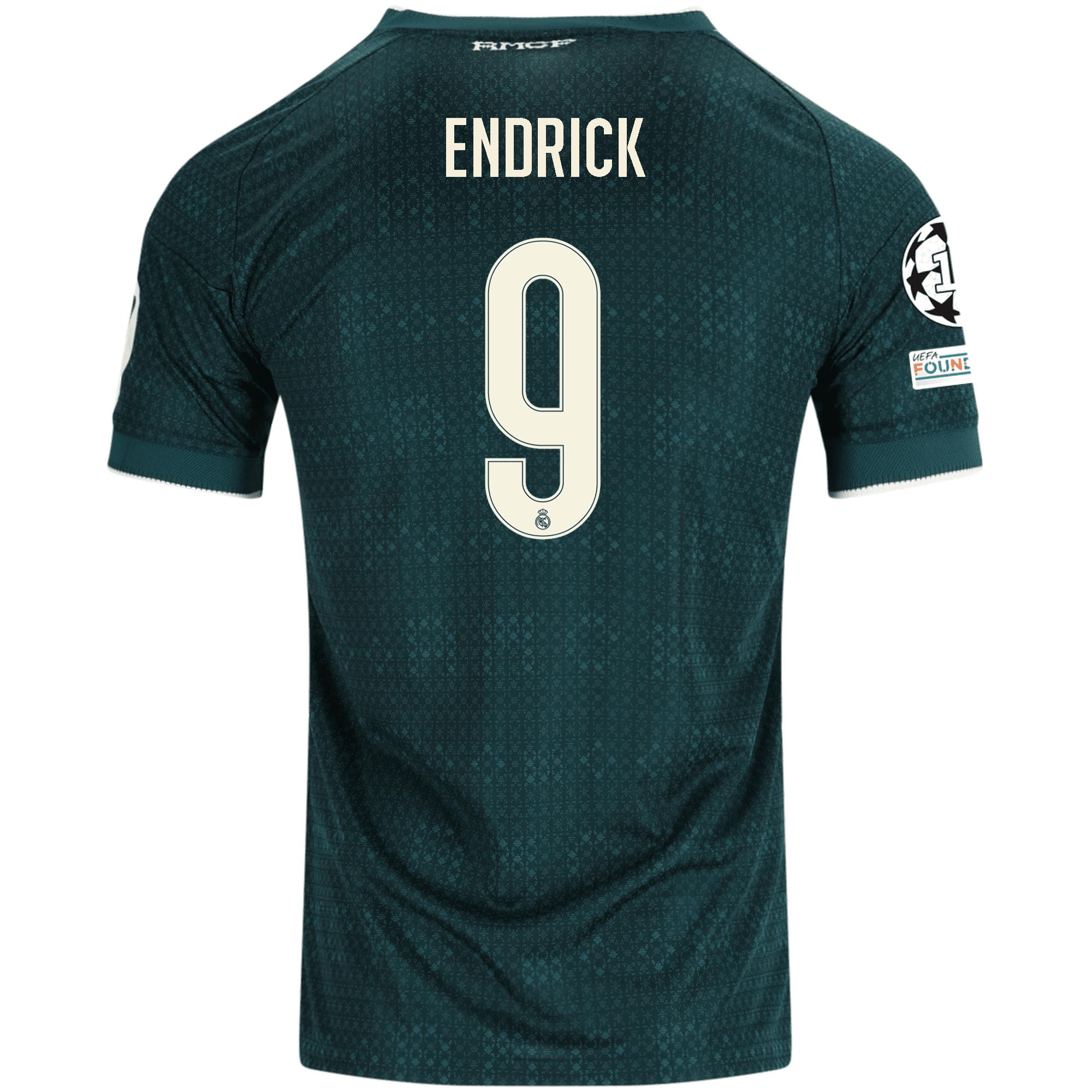 adidas Men's Real Madrid Endrick Felipe Moreira de Sousa Match Authentic Away Jersey w/ Champions League Patches 26/27 (Green)