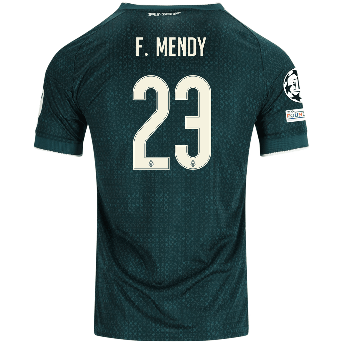adidas Men's Real Madrid Ferland Mendy Match Authentic Away Jersey w/ Champions League Patches 26/27 (Green) | SoccerWearhouse