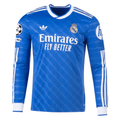 adidas Men's Real Madrid Long Sleeve Third Jersey w/ Champions League Patches 25/26 (Blue/White)