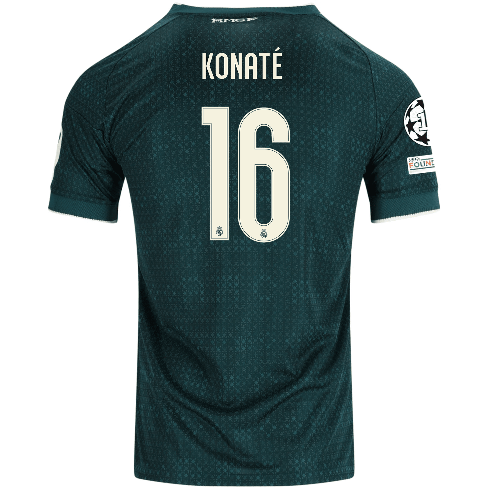 adidas Men's Real Madrid Ibrahima Konaté Match Authentic Away Jersey w/ Champions League Patches 26/27 (Green) | SoccerWearhouse