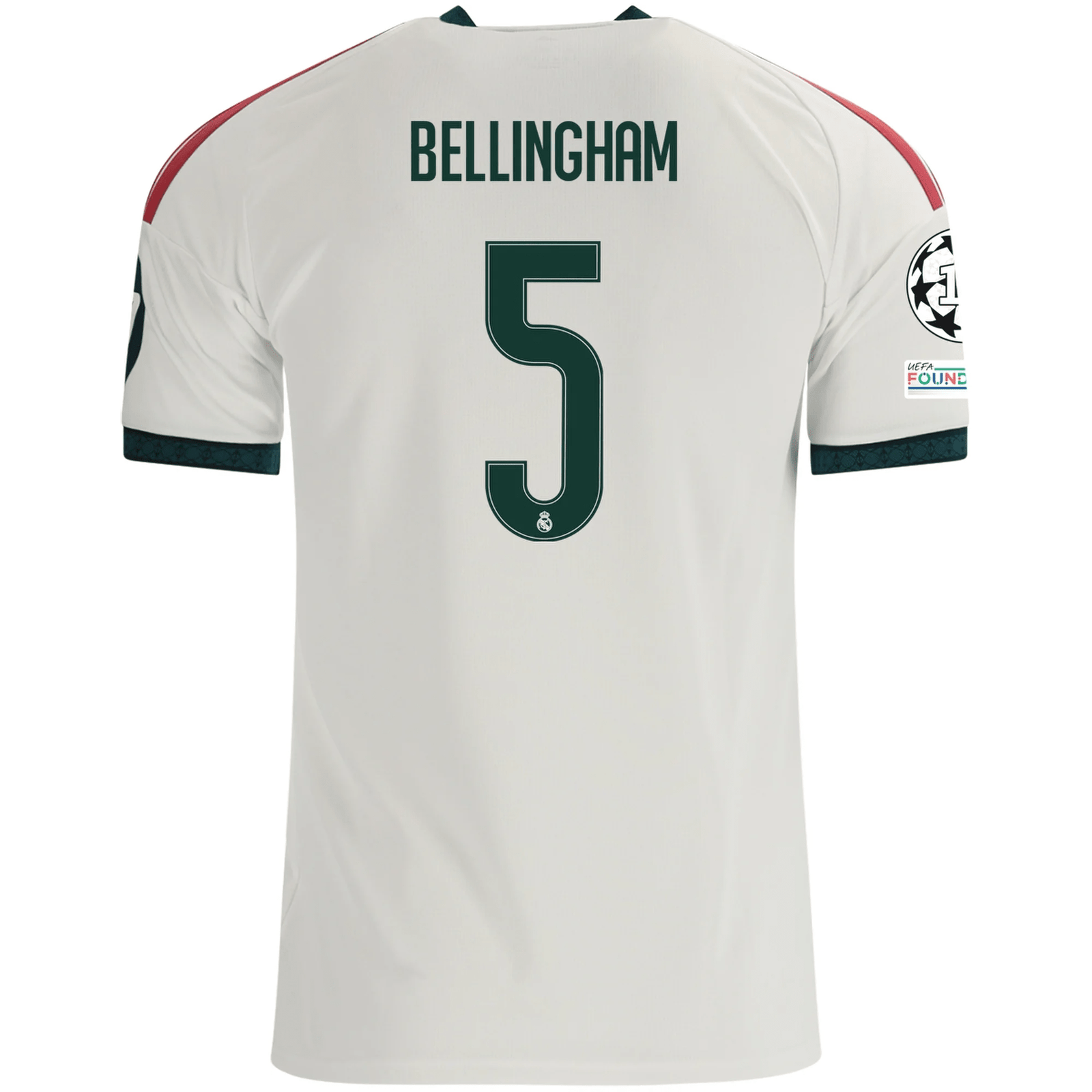 adidas Mens Real Madrid Jude Bellingham Home Jersey w/ Champions League Patches 26/27 (White) | SoccerWearhouse
