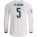 adidas Mens Real Madrid Jude Bellingham Long Sleeve Authentic Home Jersey w/ Champions League Patches 26/27 (White)