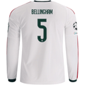 adidas Mens Real Madrid Jude Bellingham Long Sleeve Home Jersey w/ Champions League Patches 26/27 (White)
