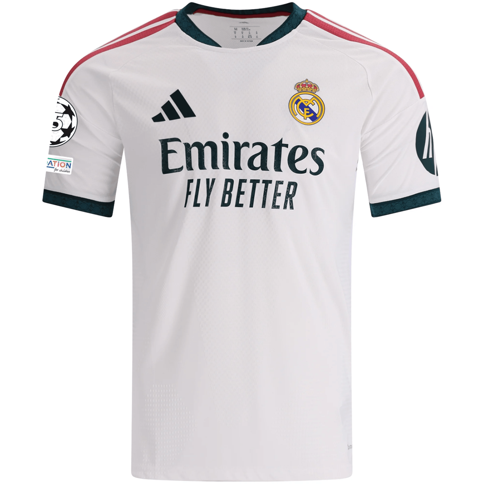 adidas Mens Real Madrid Kylian Mbappe Authentic Home Jersey w/ Champions League Patches 26/27 (White) | SoccerWearhouse