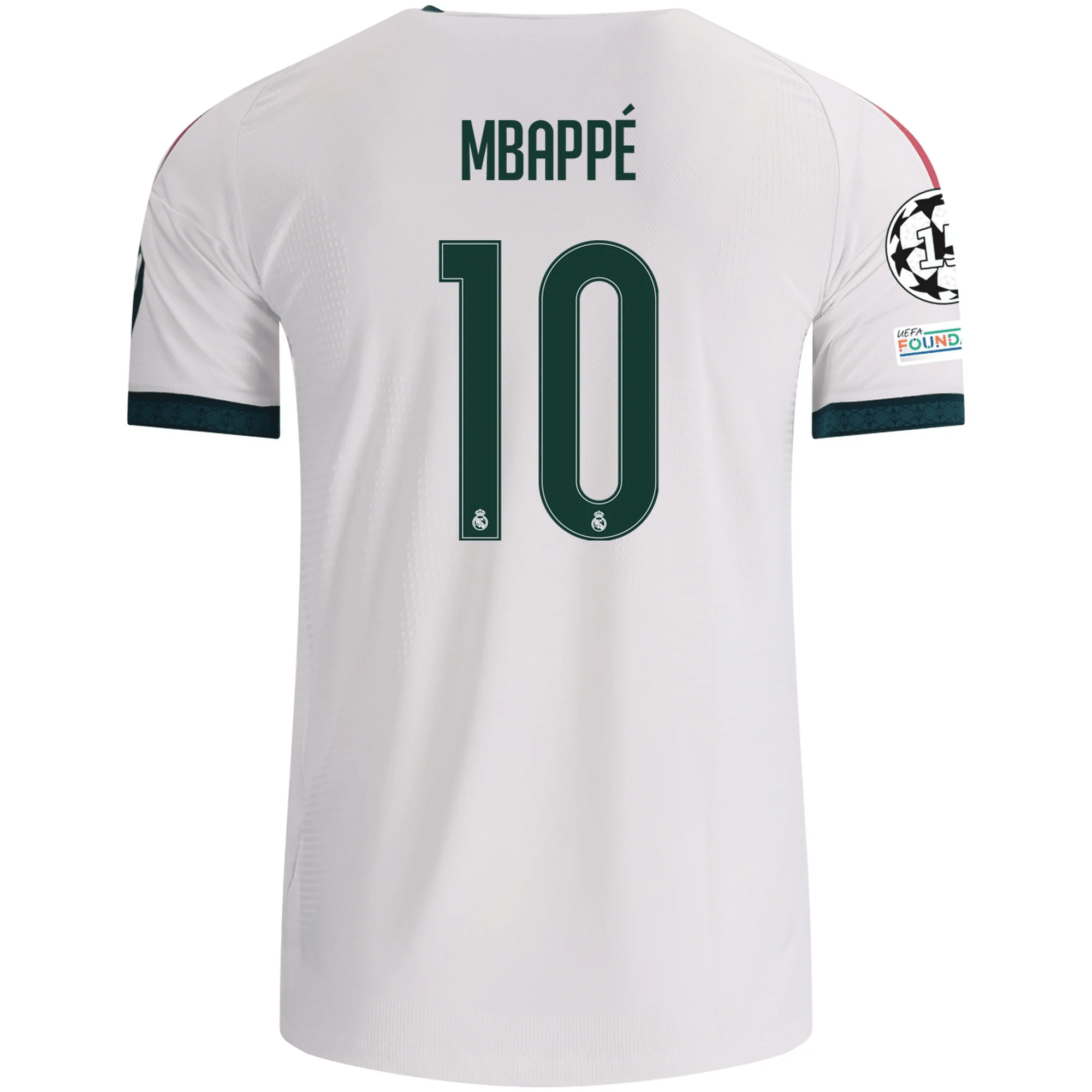adidas Mens Real Madrid Kylian Mbappe Authentic Home Jersey w/ Champions League Patches 26/27 (White)