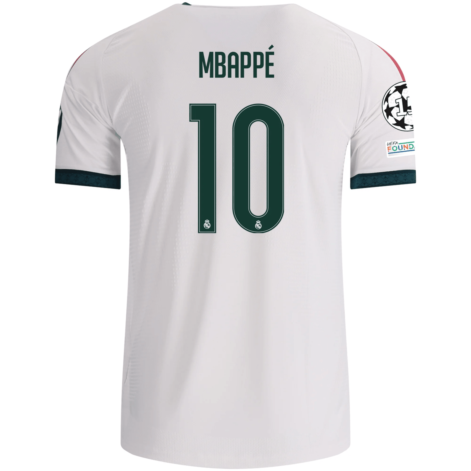 adidas Mens Real Madrid Kylian Mbappe Authentic Home Jersey w/ Champions League Patches 26/27 (White) | SoccerWearhouse