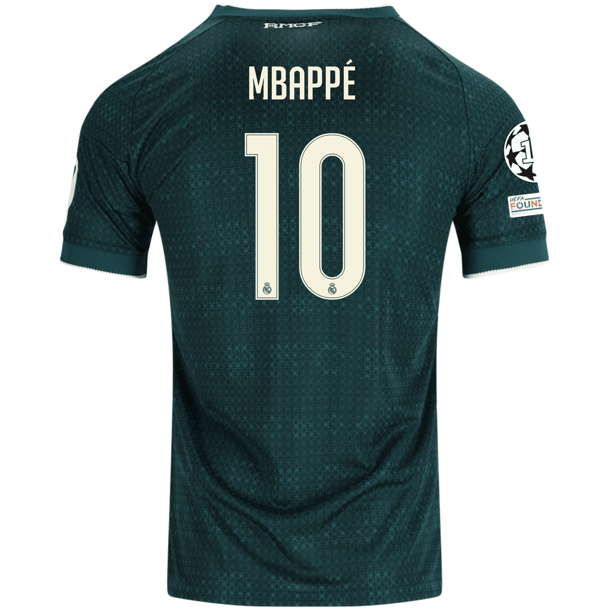adidas Men's Real Madrid Kylian Mbappé Match Authentic Away Jersey w/ Champions League Patches 26/27 (Green)