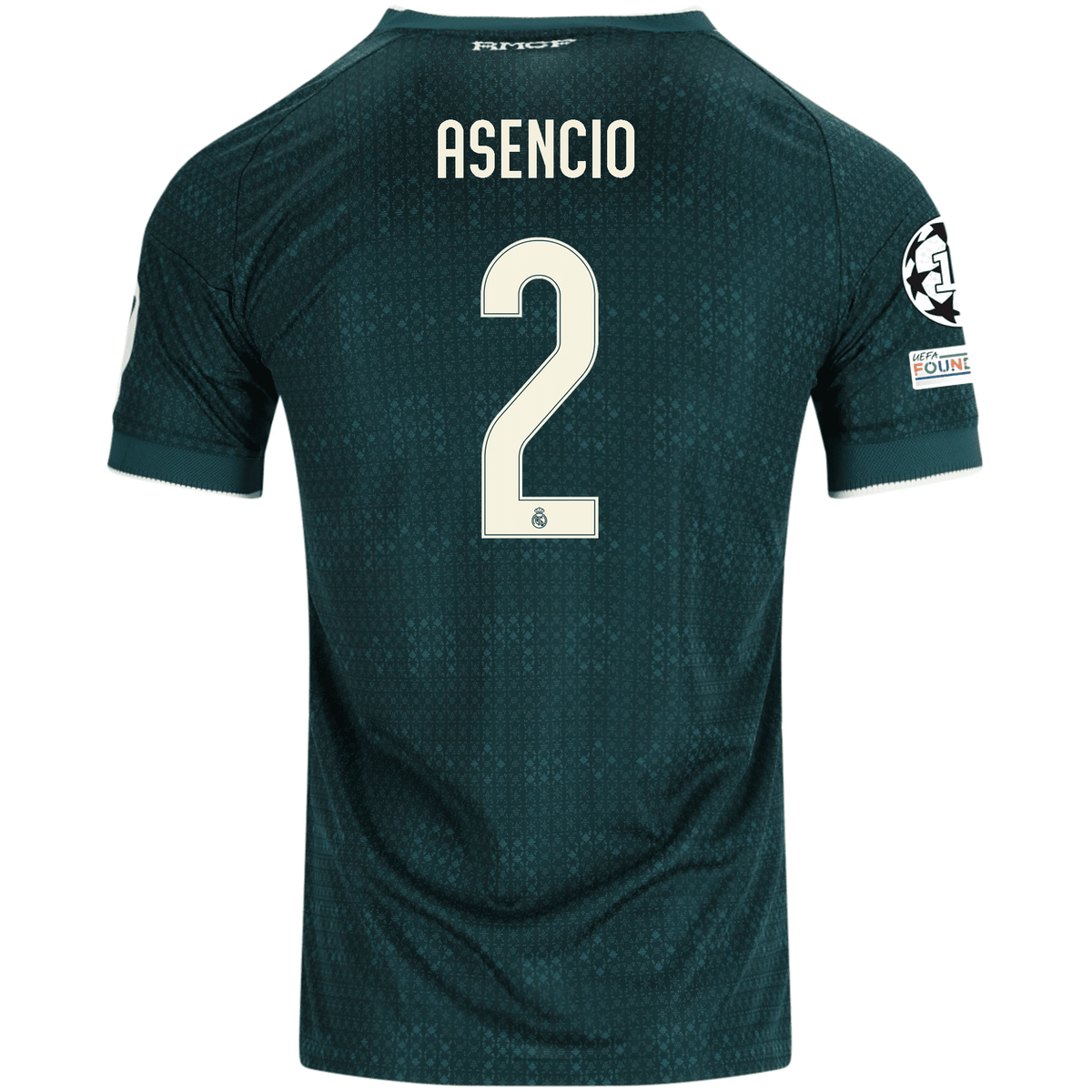 adidas Men's Real Madrid Raúl Asencio Match Authentic Away Jersey w/ Champions League Patches 26/27 (Green) | SoccerWearhouse