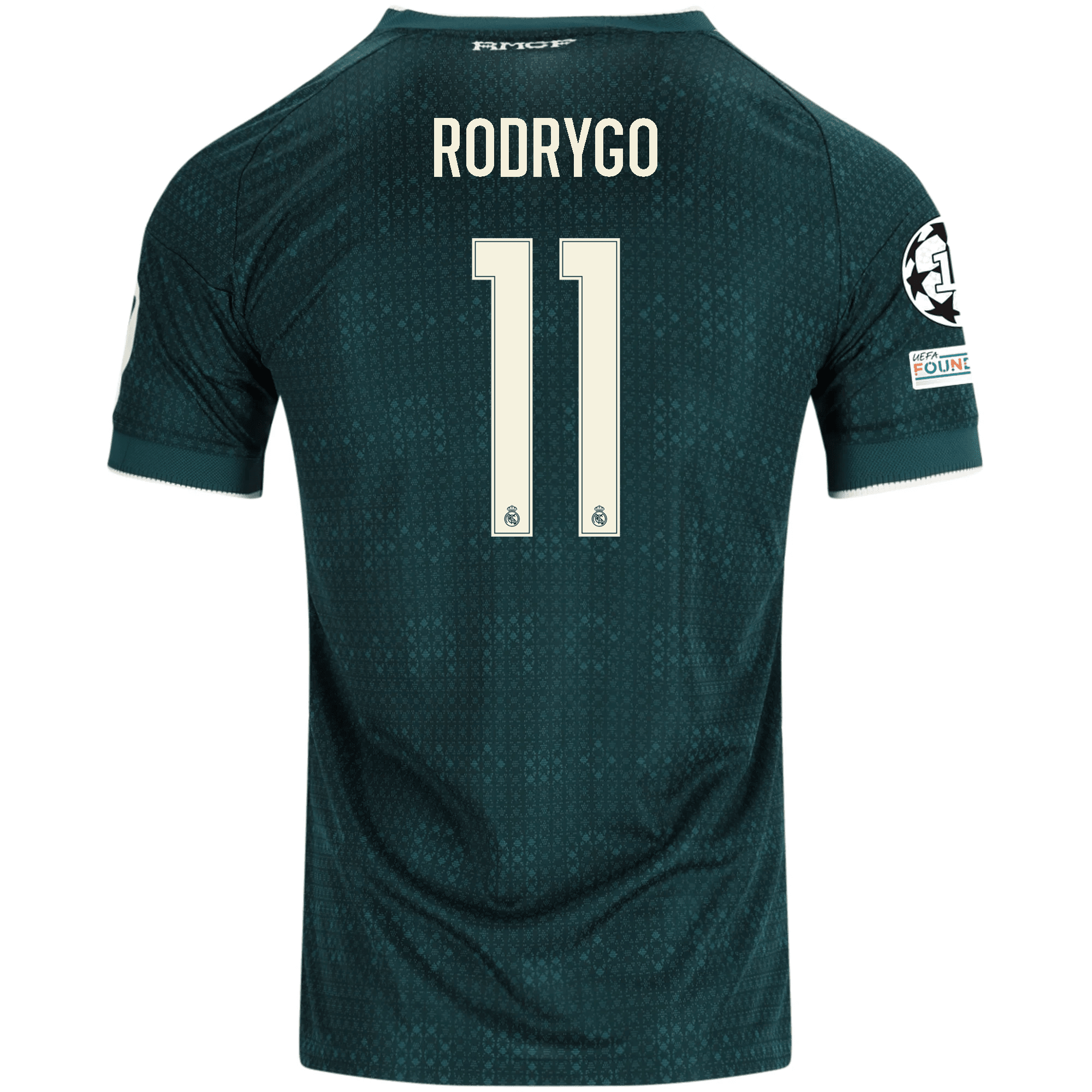 adidas Men's Real Madrid Rodrygo Silva de Goes Match Authentic Away Jersey w/ Champions League Patches 26/27 (Green)