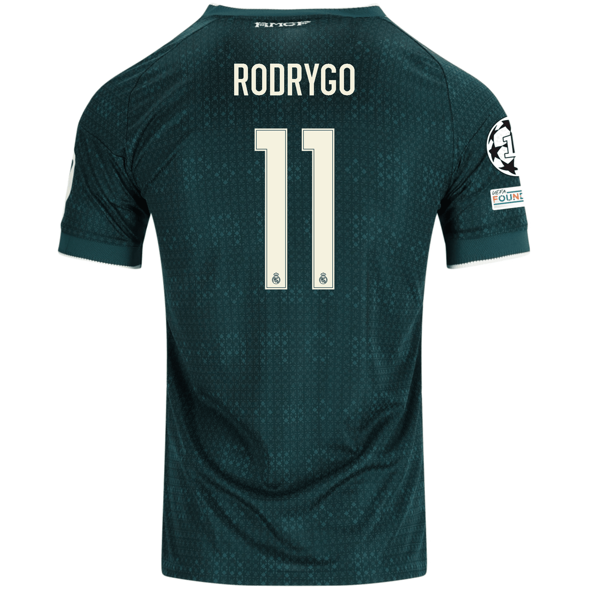 adidas Men's Real Madrid Rodrygo Silva de Goes Match Authentic Away Jersey w/ Champions League Patches 26/27 (Green) | SoccerWearhouse