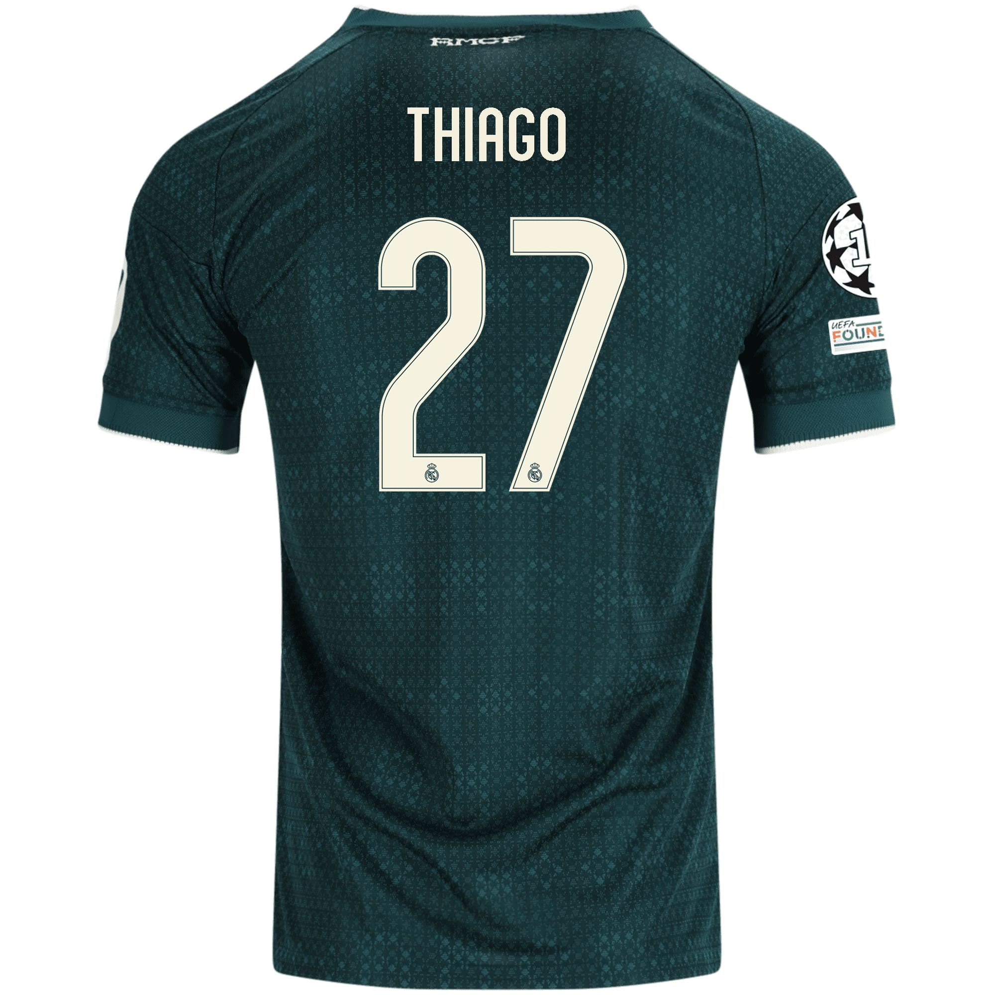 adidas Men's Real Madrid Thiago Pitarch Match Authentic Away Jersey w/ Champions League Patches 26/27 (Green)