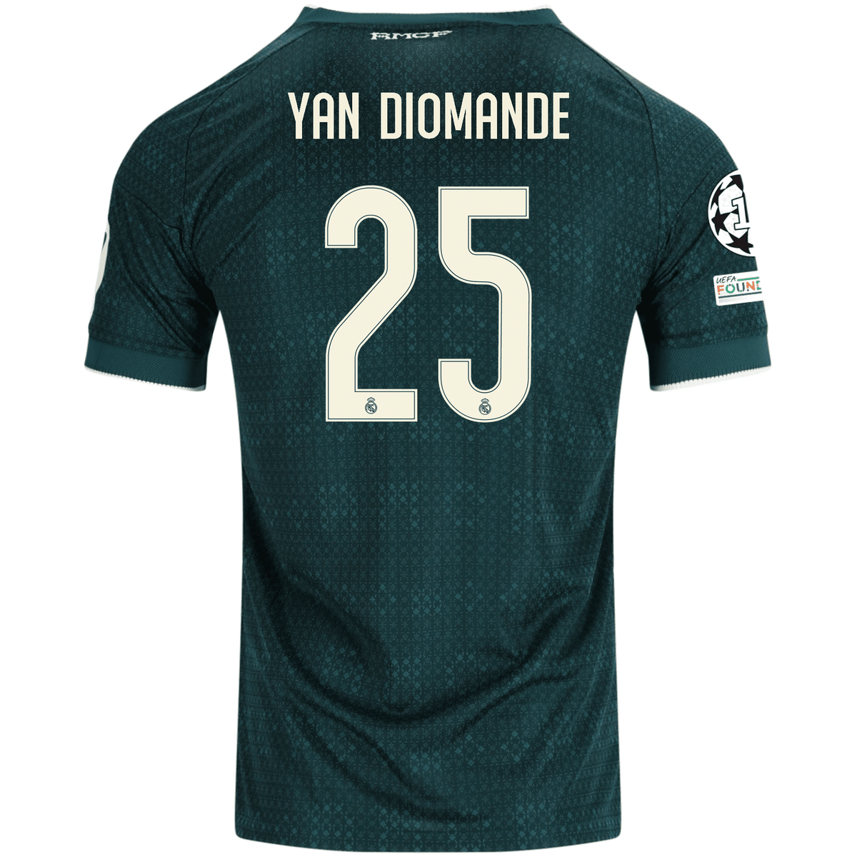 adidas Men's Real Madrid Yan Diomande Match Authentic Away Jersey w/ Champions League Patches 26/27 (Green) | SoccerWearhouse