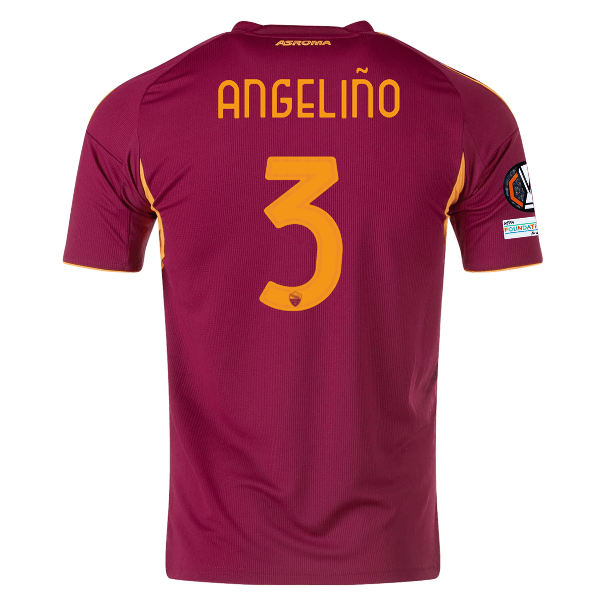 adidas Men's Roma Angeliño Home Jersey w/ Europa League Patches 25/26 (Burgundy) | SoccerWearhouse