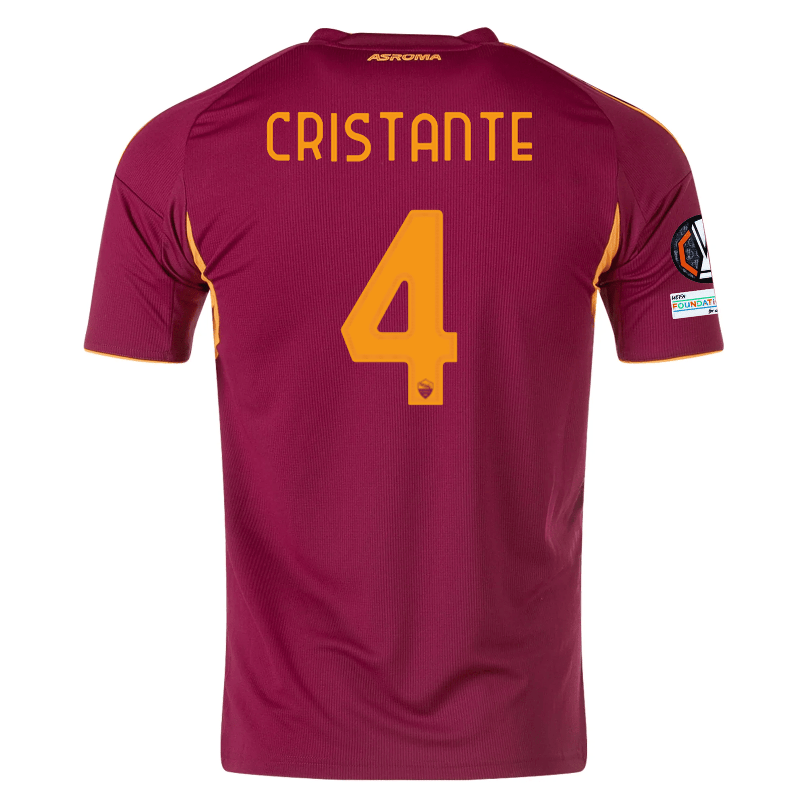 adidas Men's Roma Bryan Cristante Home Jersey w/ Europa League Patches 25/26 (Burgundy) | SoccerWearhouse