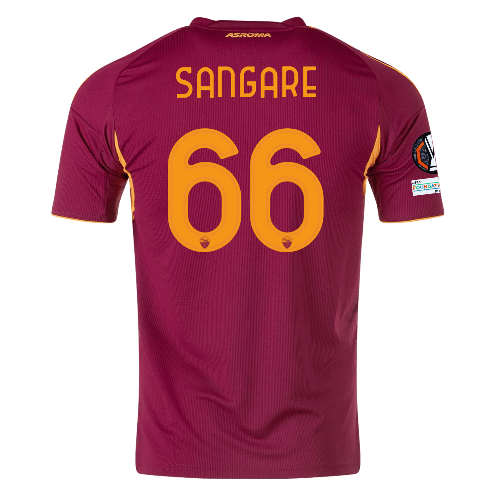 adidas Men's Roma Buba Sangaré Home Jersey w/ Europa League Patches 25/26 (Burgundy) | SoccerWearhouse