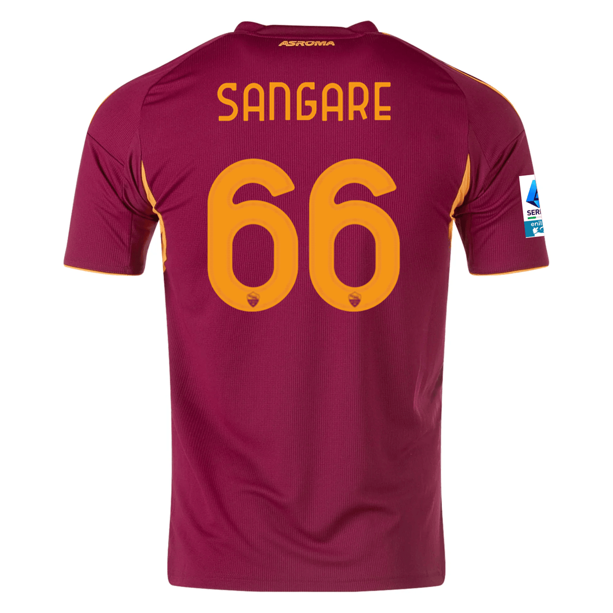 adidas Men's Roma Buba Sangaré Home Jersey w/ Serie A Patch 25/26 (Burgundy) | SoccerWearhouse