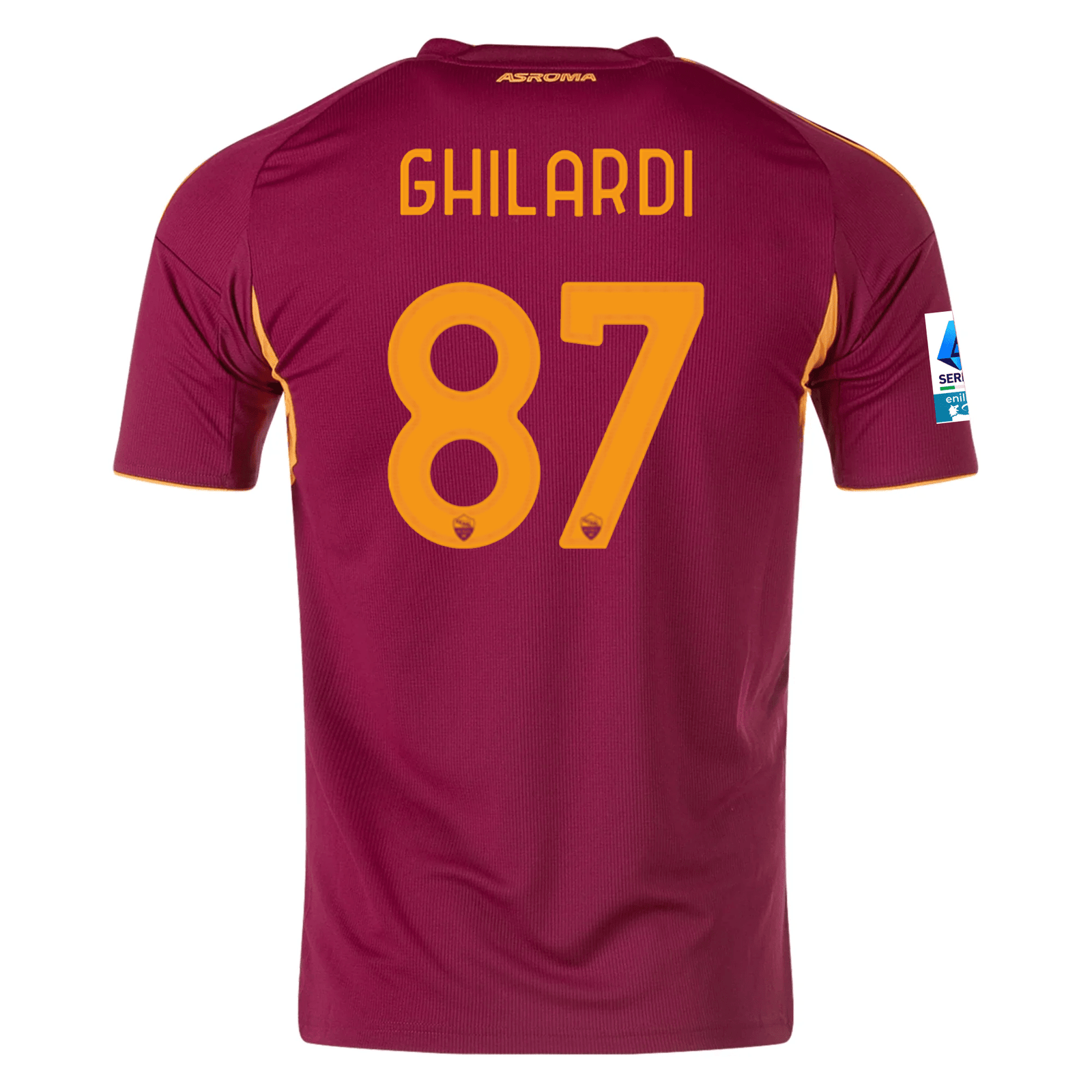 adidas Men's Roma Daniele Ghilardi Home Jersey w/ Serie A Patch 25/26 (Burgundy) | SoccerWearhouse