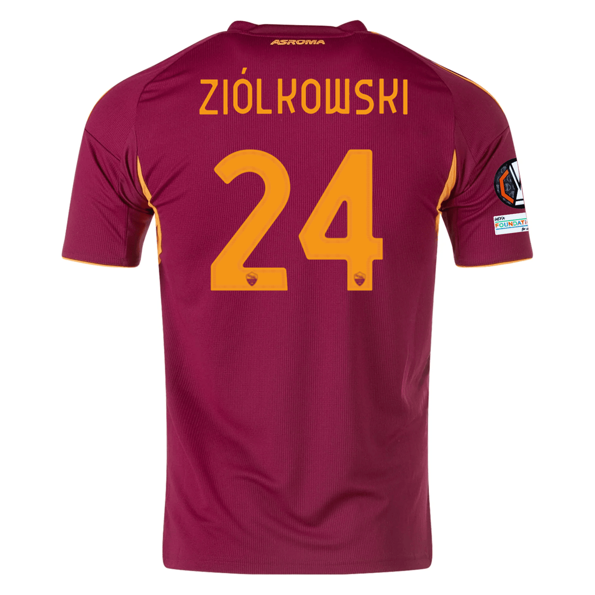 adidas Men's Roma Jan Ziółkowski Home Jersey w/ Europa League Patches 25/26 (Burgundy) | SoccerWearhouse