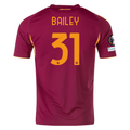 adidas Men's Roma Leon Bailey Home Jersey w/ Europa League Patches 25/26 (Burgundy)