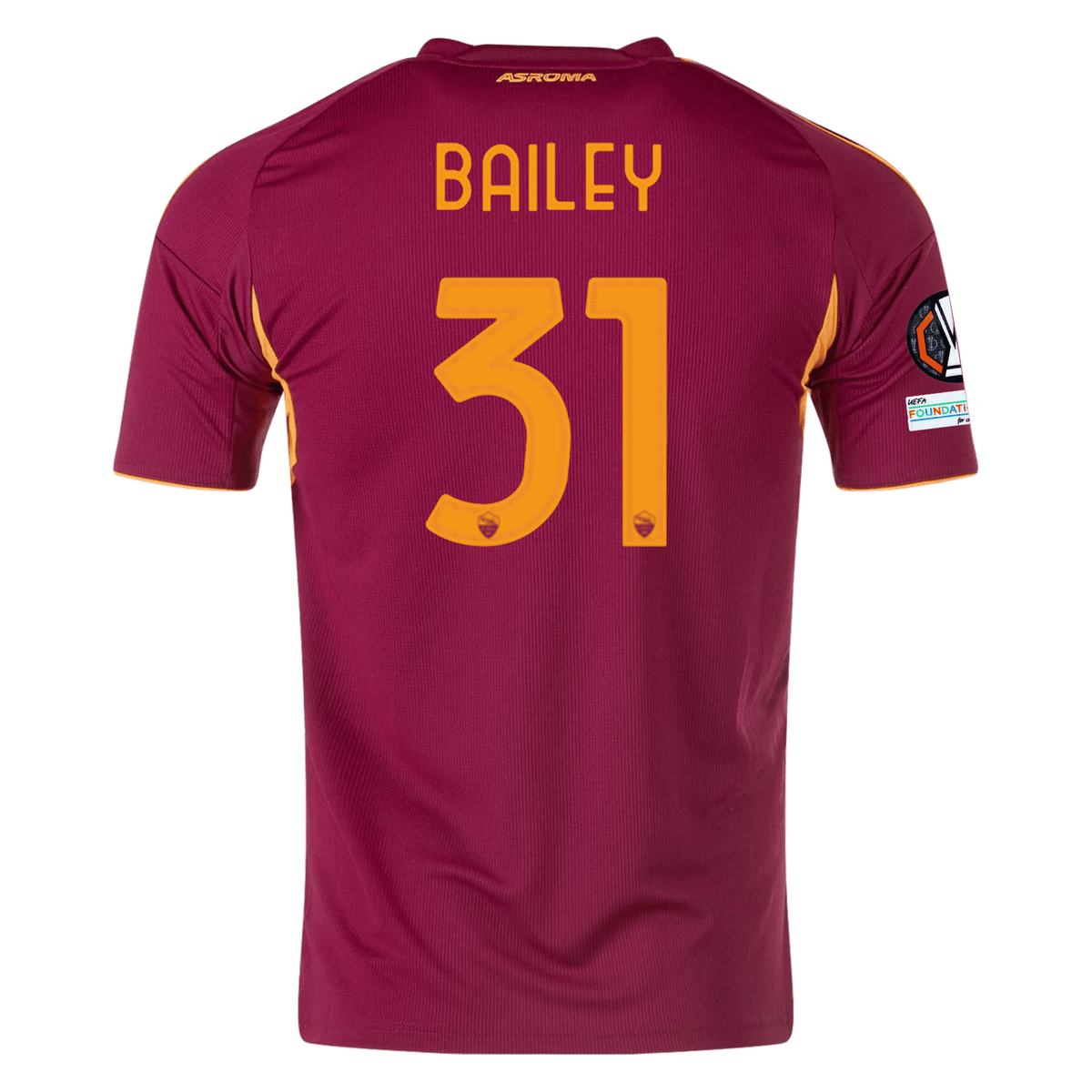 adidas Men's Roma Leon Bailey Home Jersey w/ Europa League Patches 25/26 (Burgundy) | SoccerWearhouse