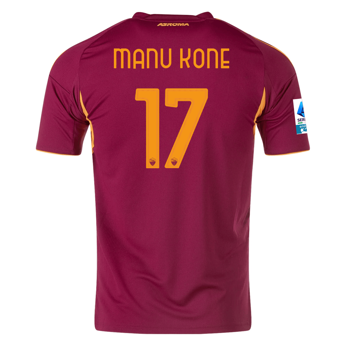 adidas Men's Roma Manu Kone Home Jersey w/ Serie A Patch 25/26 (Burgundy) | SoccerWearhouse