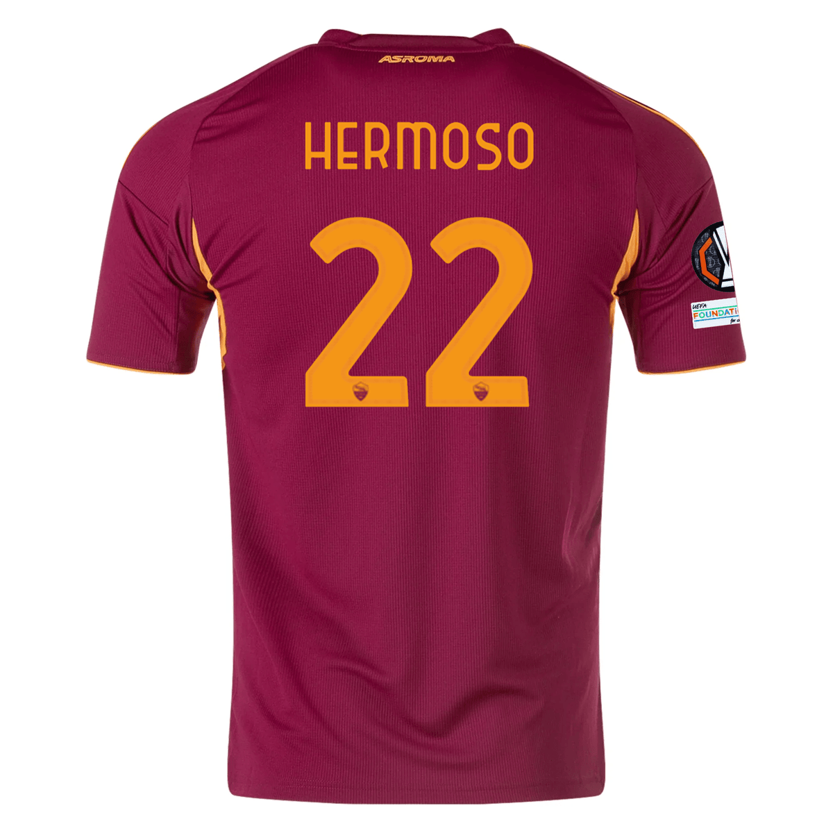 adidas Men's Roma Mario Hermoso Home Jersey w/ Europa League Patches 25/26 (Burgundy) | SoccerWearhouse