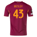 adidas Men's Roma Wesley França Home Jersey w/ Europa League Patches 25/26 (Burgundy)