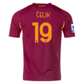 adidas Men's Roma Zeki Çelik Home Jersey w/ Serie A Patch 25/26 (Burgundy)