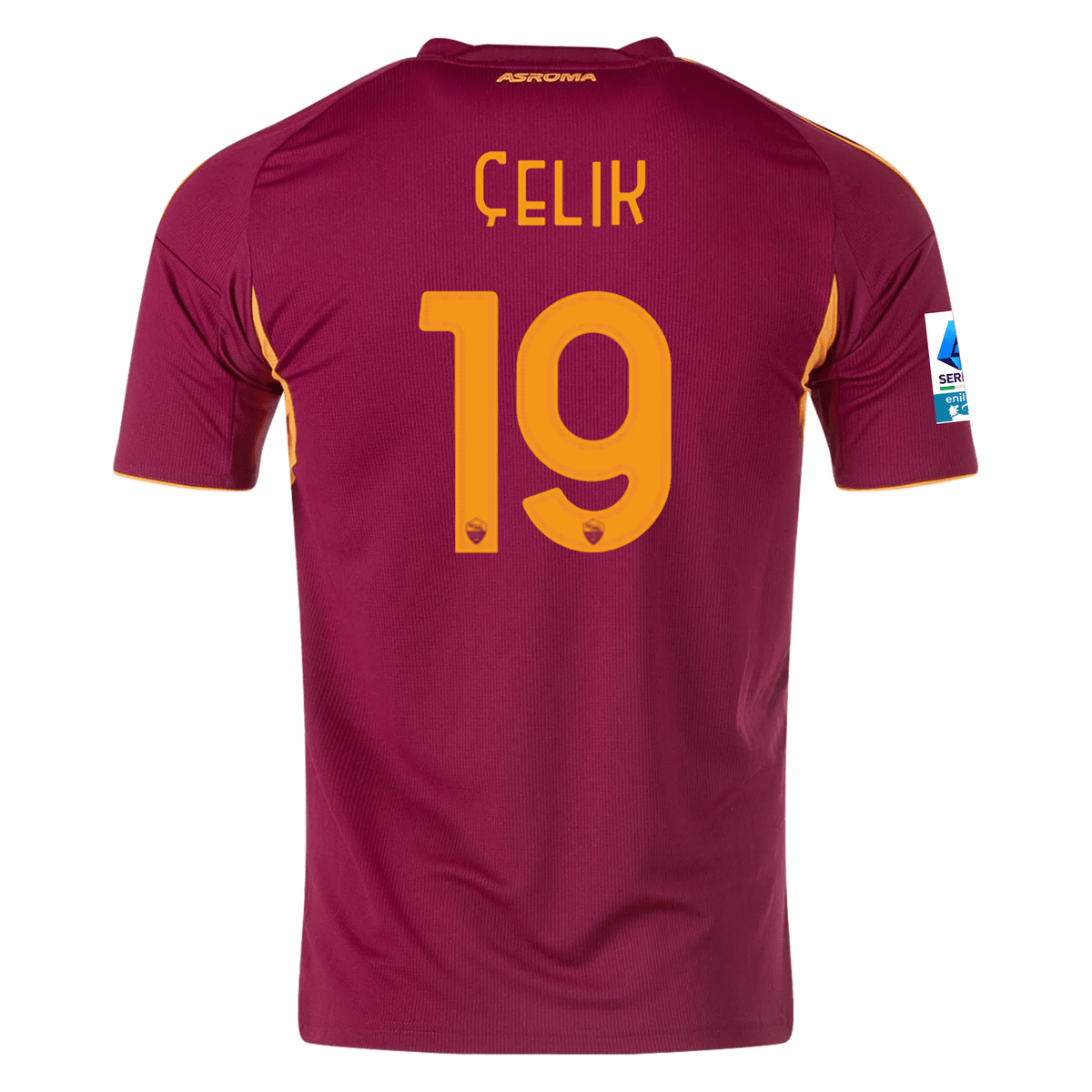 adidas Men's Roma Zeki Çelik Home Jersey w/ Serie A Patch 25/26 (Burgundy) | SoccerWearhouse