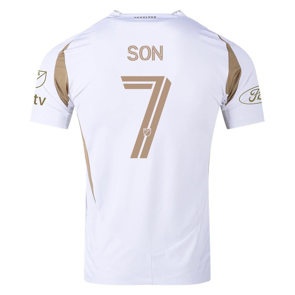 adidas Men's Son Heung - min LAFC Authentic Away Jersey w/ MLS + Apple + Ford Logo 25/26 (White/Gold) | SoccerWearhouse